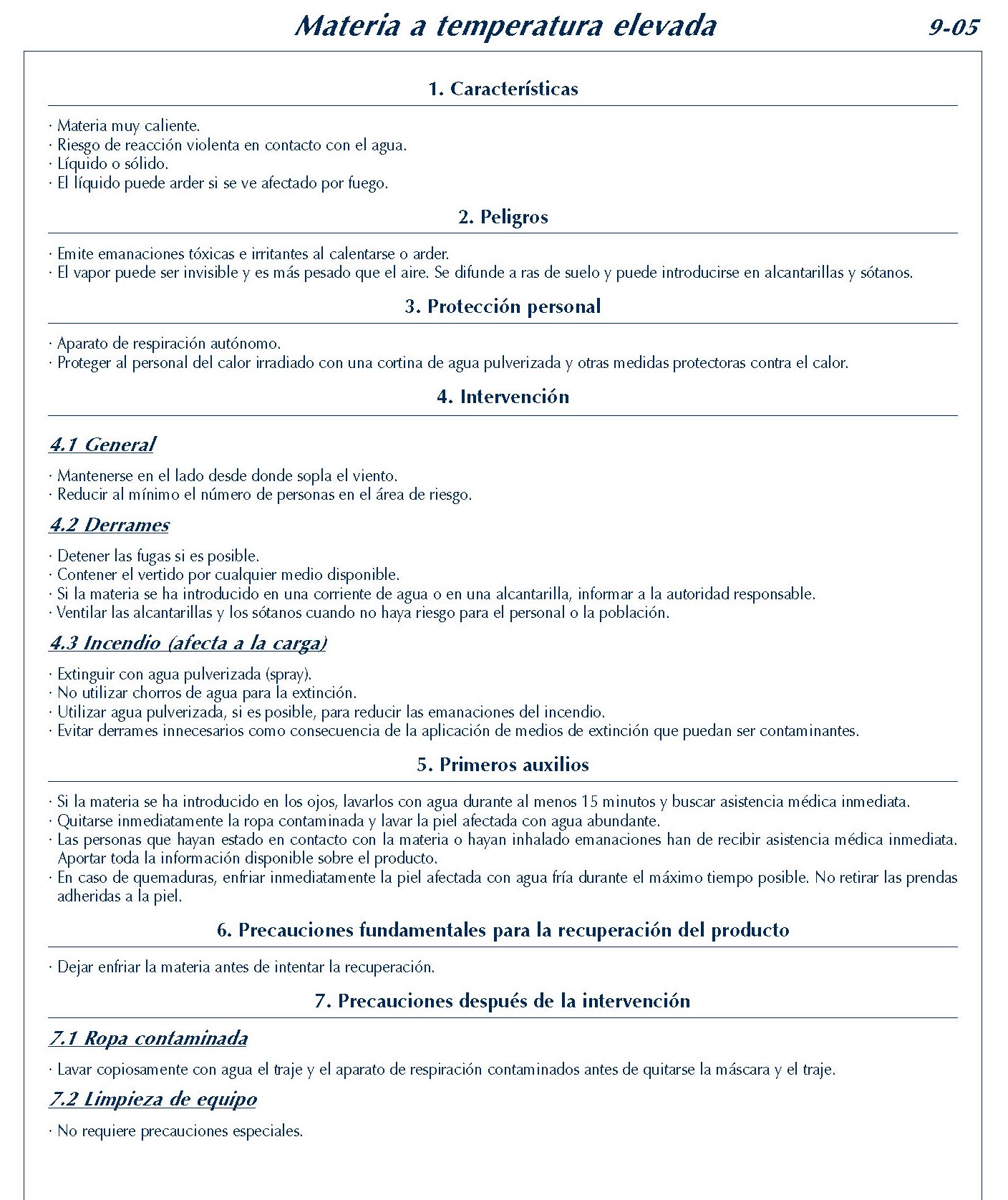 359 FICHA 9-05 MATERIA TEMPERATURA ELEVADA FICHAS EMERGENCIA